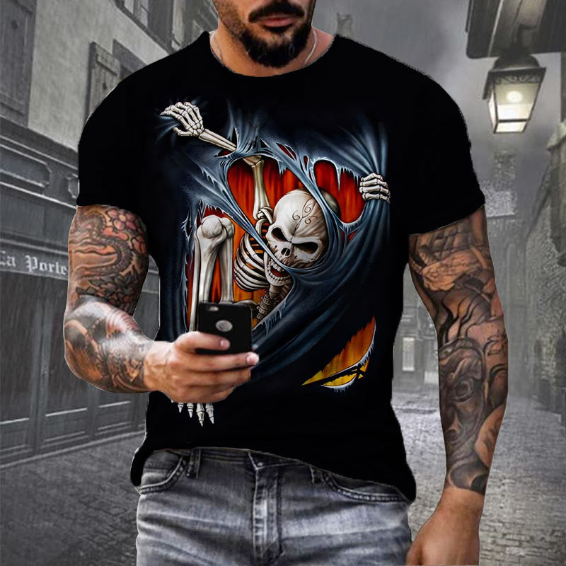 Men's T-shirt with Creative Skull 3D Digital Printing