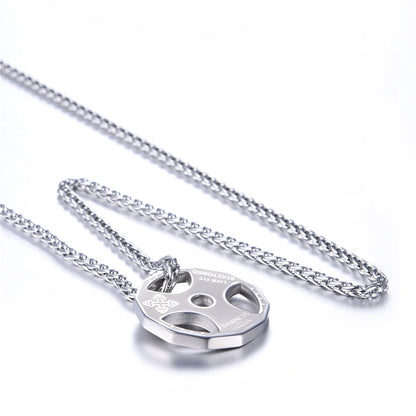 Stainless Steel Men's Fitness Barbell Gym Necklace