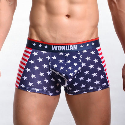 USA Flag Printed Ribbed Boxers-Patriotic and Stylish Men's Underwear