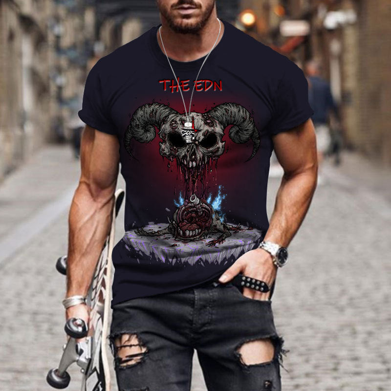 Men's T-shirt with Creative Skull 3D Digital Printing