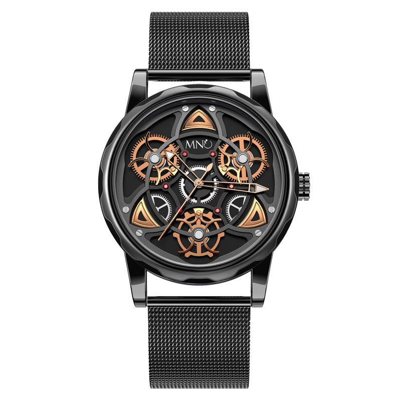 Black Gold Trend Three-Dimensional Watch-Personality Gear Gyro Design