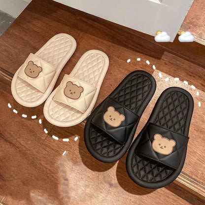 Cartoon Bear Beach Flip Flops with Soft Bottom for Home Slippers