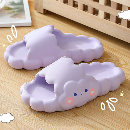 Whimsical Cartoon Thick-Bottom Cloud Slippers for Cozy Indoor Comfort