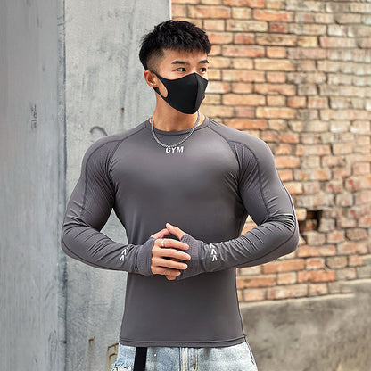 Men's Fashion Sports Solid Color Slim T-shirt for Active Style