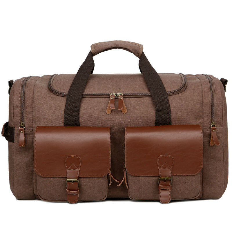 Stylish Leather and Canvas Crossbody Gym Bag for Men