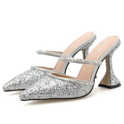 Lady's Glitter Rhinestone Slippers for a Dazzling and Glamorous Touch