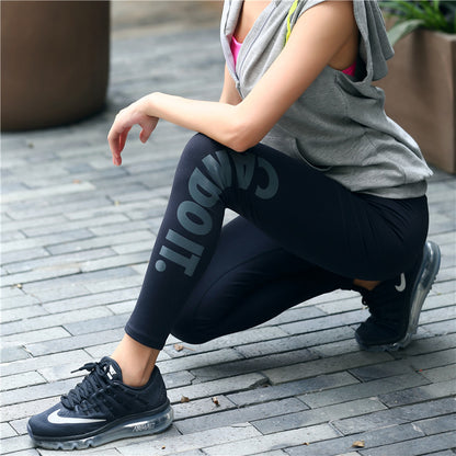 Alphabet High Elastic Yoga Fitness Pants-Stylish and Versatile