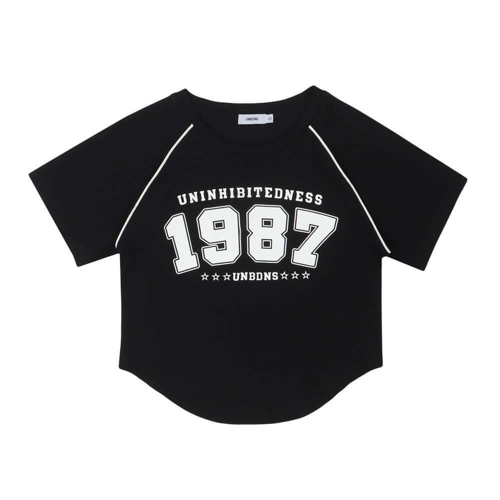 เสื้อยืดแขนสั้นดีไซน์น่าสนใจเป็นพิเศษสำหรับฤดูร้อนของผู้หญิงปี 1987