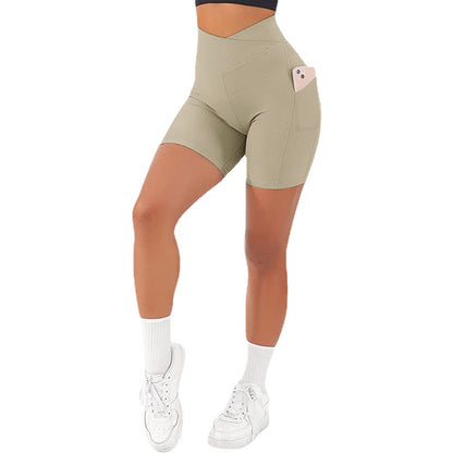 Cross High-Waist Workout Shorts -Elevate Your Fitness Fashion