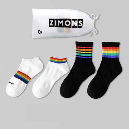 Thin Men's Short-Tube Rainbow Socks in Soft Cotton-Colorful Comfort