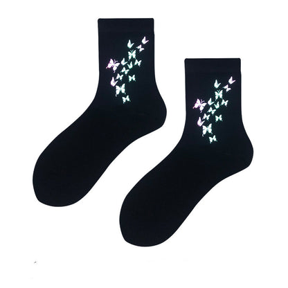 Versatile Long Tube Reflective Couple Socks-Stylish and Functional