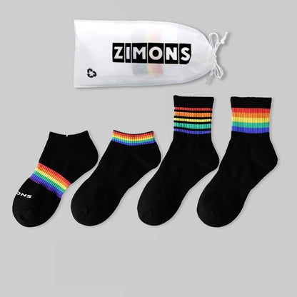 Thin Men's Short-Tube Rainbow Socks in Soft Cotton-Colorful Comfort