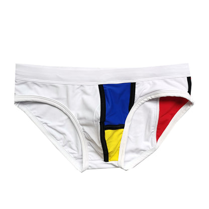 Fashionable Triangle Stitching Swim Trunks-Stylish Swimwear for Men