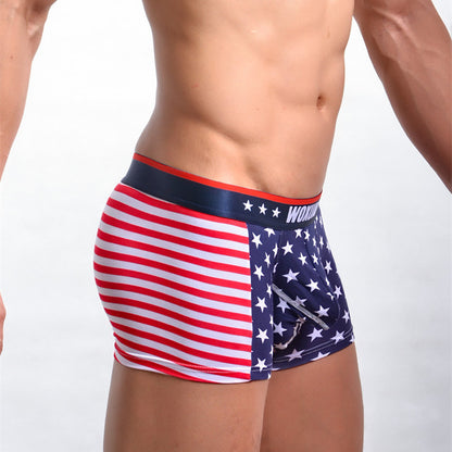 USA Flag Printed Ribbed Boxers-Patriotic and Stylish Men's Underwear