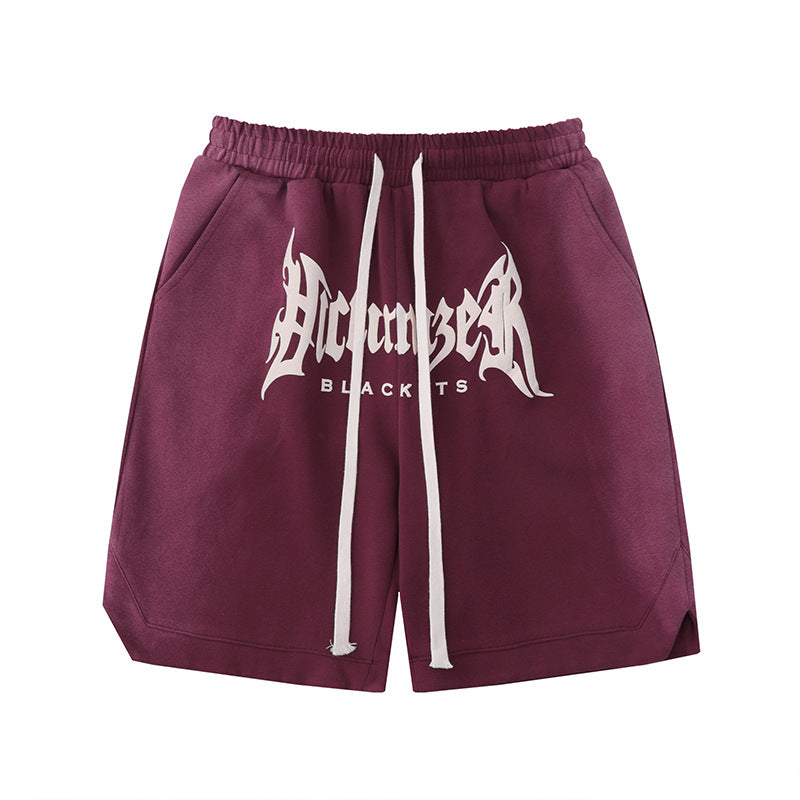 Men's Gothic Letter Drawstring Basketball Sports Shorts