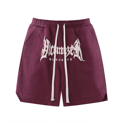 Men's Gothic Letter Drawstring Basketball Sports Shorts