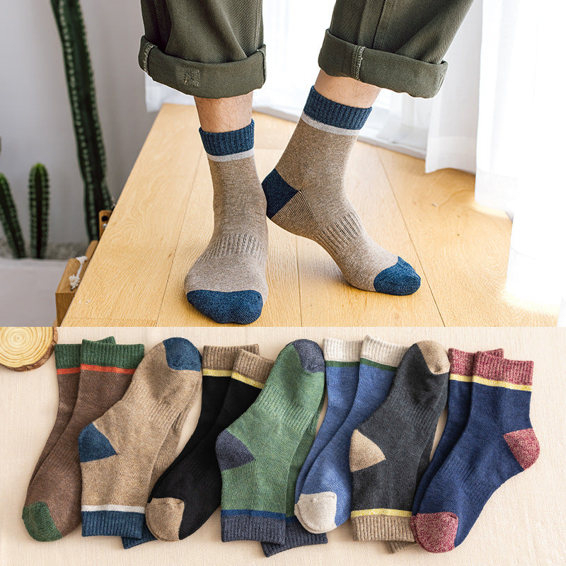 Men's Color-Matching Medium Tube Socks for Everyday Comfort