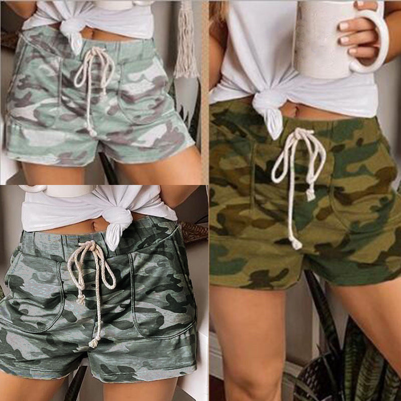 กางเกงขาสั้น Camo Casual กางเกงหลวมสำหรับสุภาพสตรี