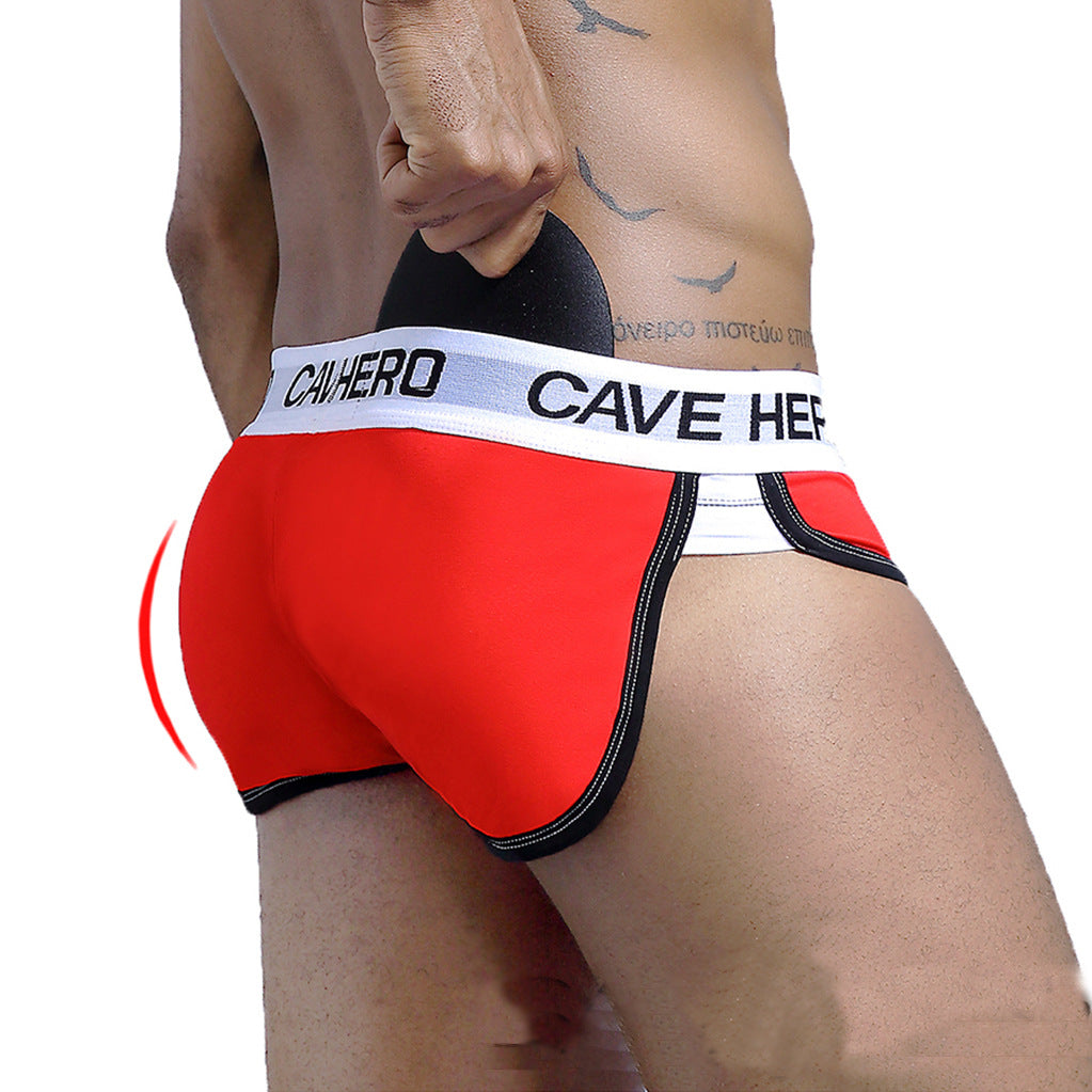 Men's Briefs with Sponge Mold Cup for Buttock Enrichment and Lifting