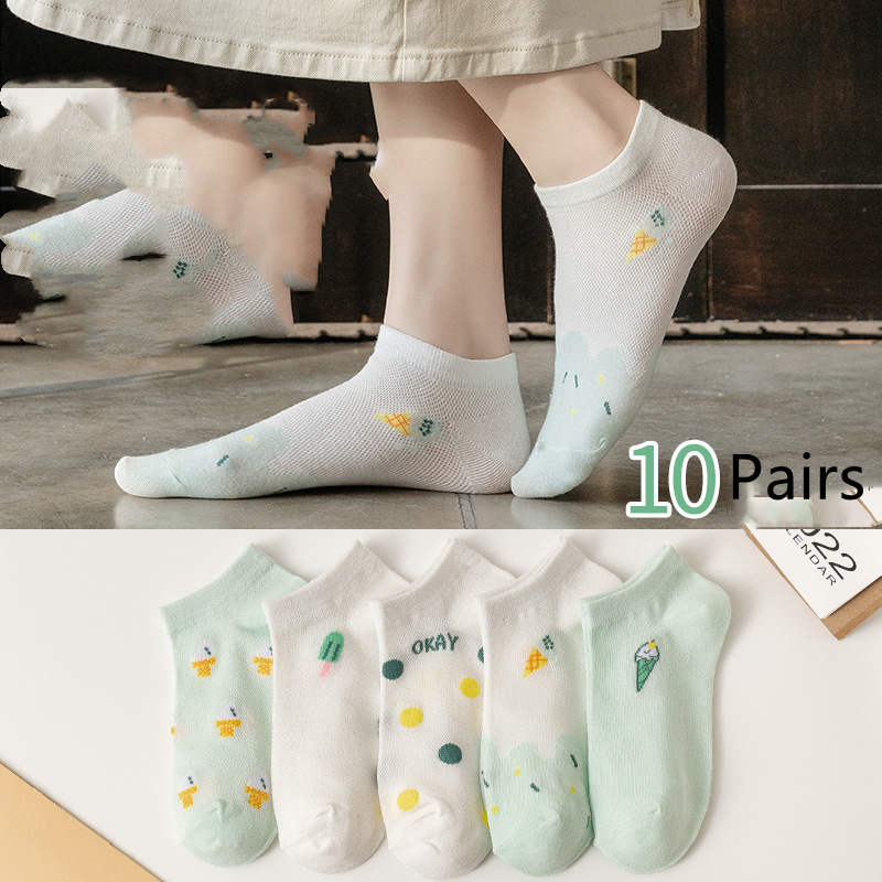 Japanese Cartoon Shallow Mouth Casual Socks for a Cute Touch