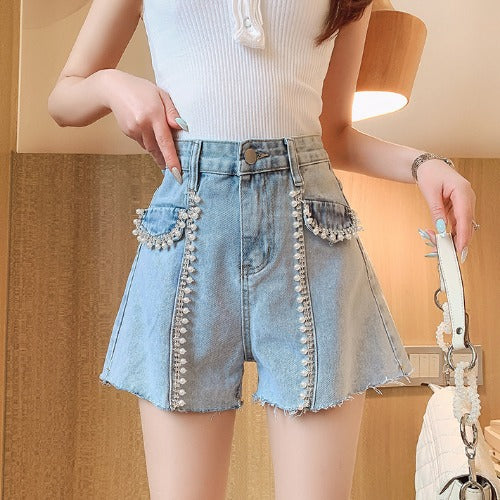 High Waist Hot Pants with Stylish Embellishments