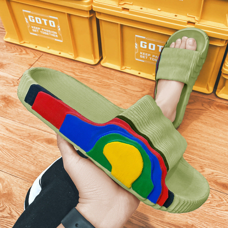 ស្បែកជើង Unisex Home Slippers សម្រាប់គូស្នេហ៍ - ស្បែកជើងផ្ទាត់ពណ៌រឹង