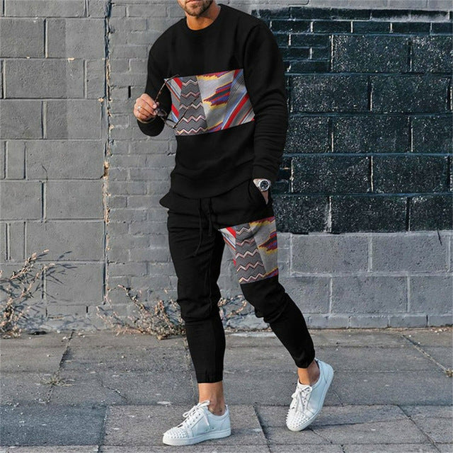 Men's Digital Printed Long Sleeve Crewneck Top for a Bold Look