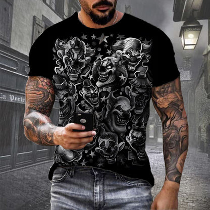 เสื้อยืดผู้ชาย Creative Skull 3D การพิมพ์ดิจิตอล