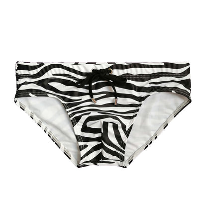 Men's Zebra Pattern Flower Boxer Trunks for a Playful Twist