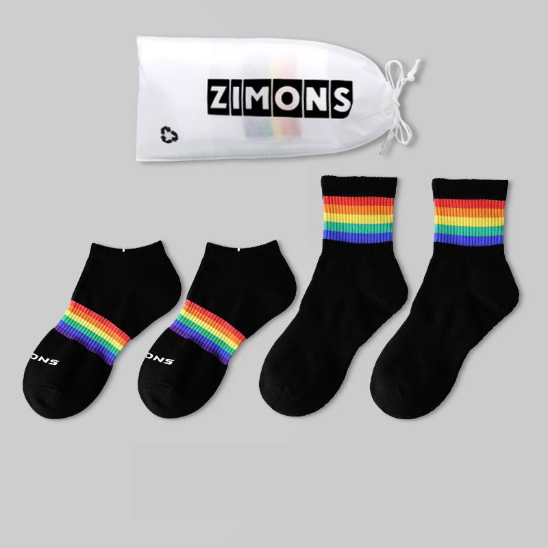 Thin Men's Short-Tube Rainbow Socks in Soft Cotton-Colorful Comfort