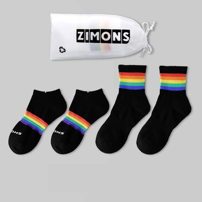 Thin Men's Short-Tube Rainbow Socks in Soft Cotton-Colorful Comfort