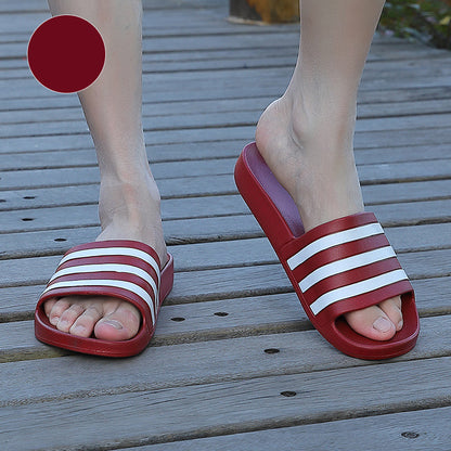 Non-Slip Striped Slippers for Soft Indoor Bathroom Comfort