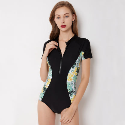 Sleek One-Piece Zipper Swimsuit-Effortless Style for Beach Confidence