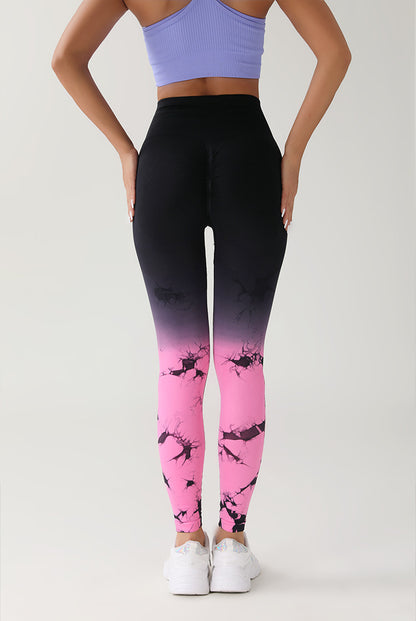 Gradient Tie-dye Yoga Seamless Pants for Female Running Workouts