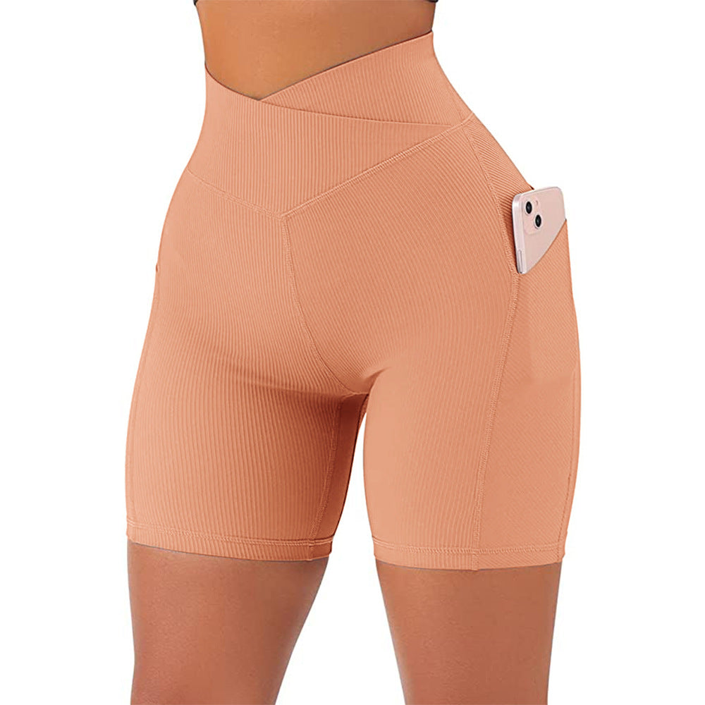 Cross High-Waist Workout Shorts -Elevate Your Fitness Fashion