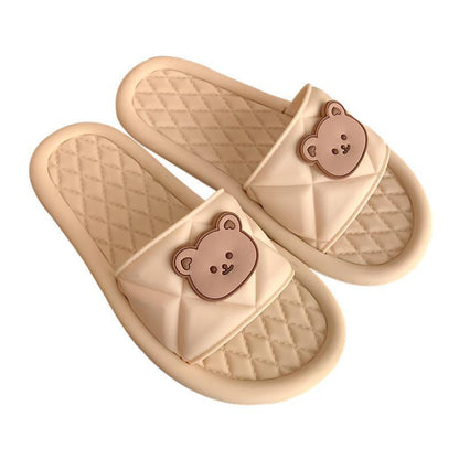 Cartoon Bear Beach Flip Flops ជាមួយនឹងបាតទន់សម្រាប់ស្បែកជើងនៅផ្ទះ