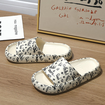 Women's Creative Print Platform Slippers for a Fashion-Forward Look