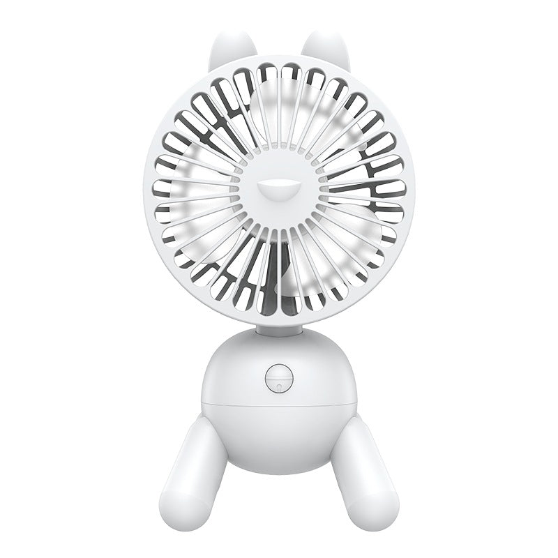 Mini Electric Fan with USB Rechargeable Cartoon Shaking Head Design