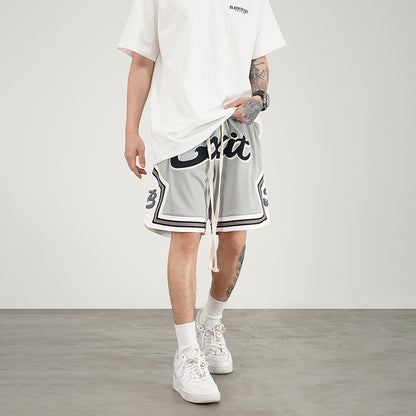 Embroidered Mesh Basketball Shorts for an Urban Athletic Look