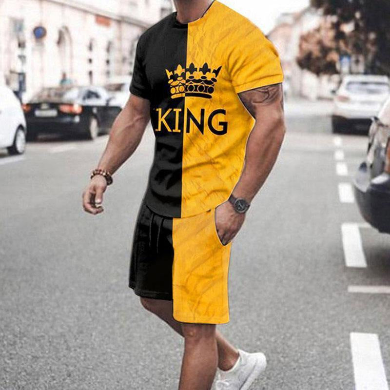 เสื้อยืดแขนสั้นพิมพ์ลาย KING สำหรับผู้ชาย