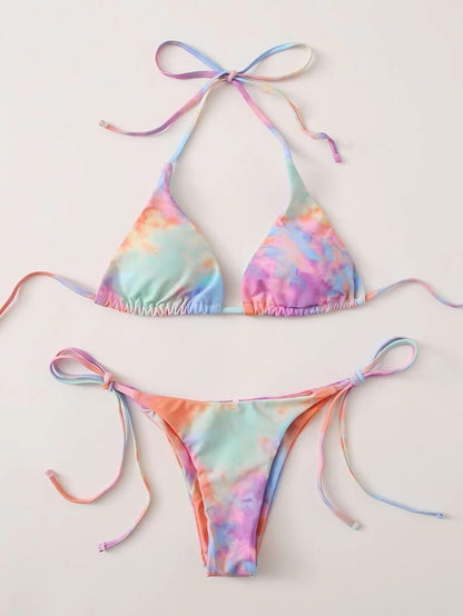 Printed Split Swimsuit for Women-Dive into Vibrant Beach Style