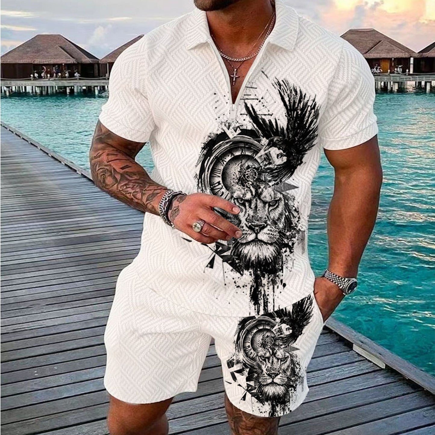 Men's Zipper Polo Shirt Suit for Fashion Forward Looks