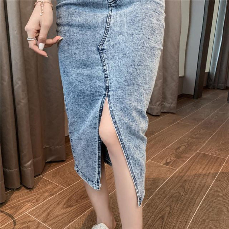 អាវកាក់ Denim ជាមួយសំពត់ចង្កេះខ្ពស់ - ការរួមបញ្ចូលគ្នានៃរចនាប័ទ្មនិងភាពឆើតឆាយ