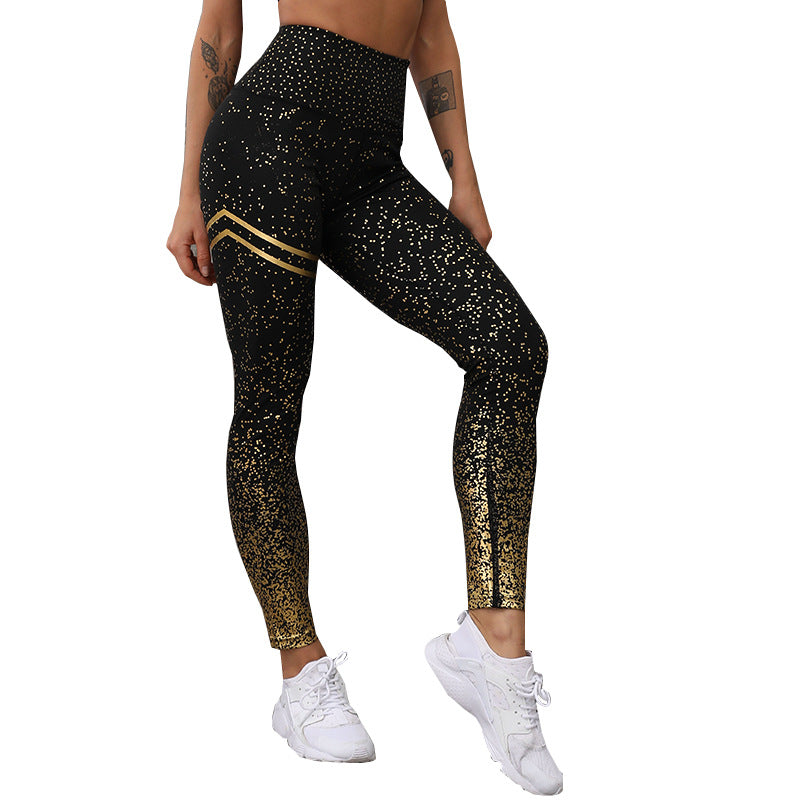 ខោកីឡា Yoga បោះពុម្ព Slim-Fit Sequined សម្រាប់ស្ត្រី