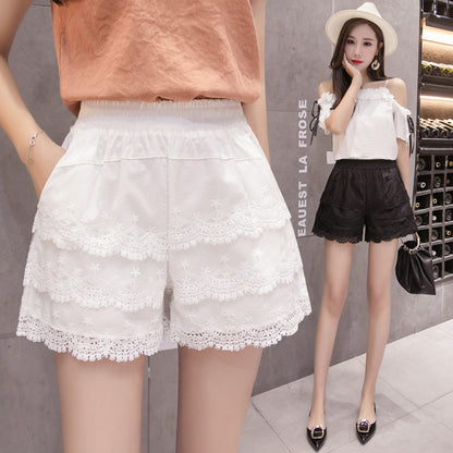 Lace Detail High-Waisted A-line Casual Pants for Women