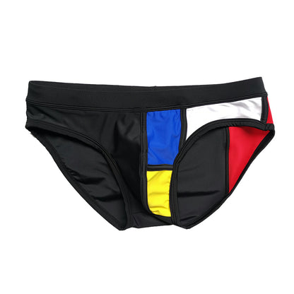 Fashionable Triangle Stitching Swim Trunks-Stylish Swimwear for Men