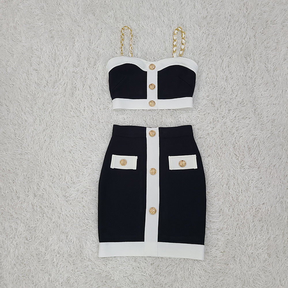 Trendy Hip Bandage Two-piece Set for Women's Fashion