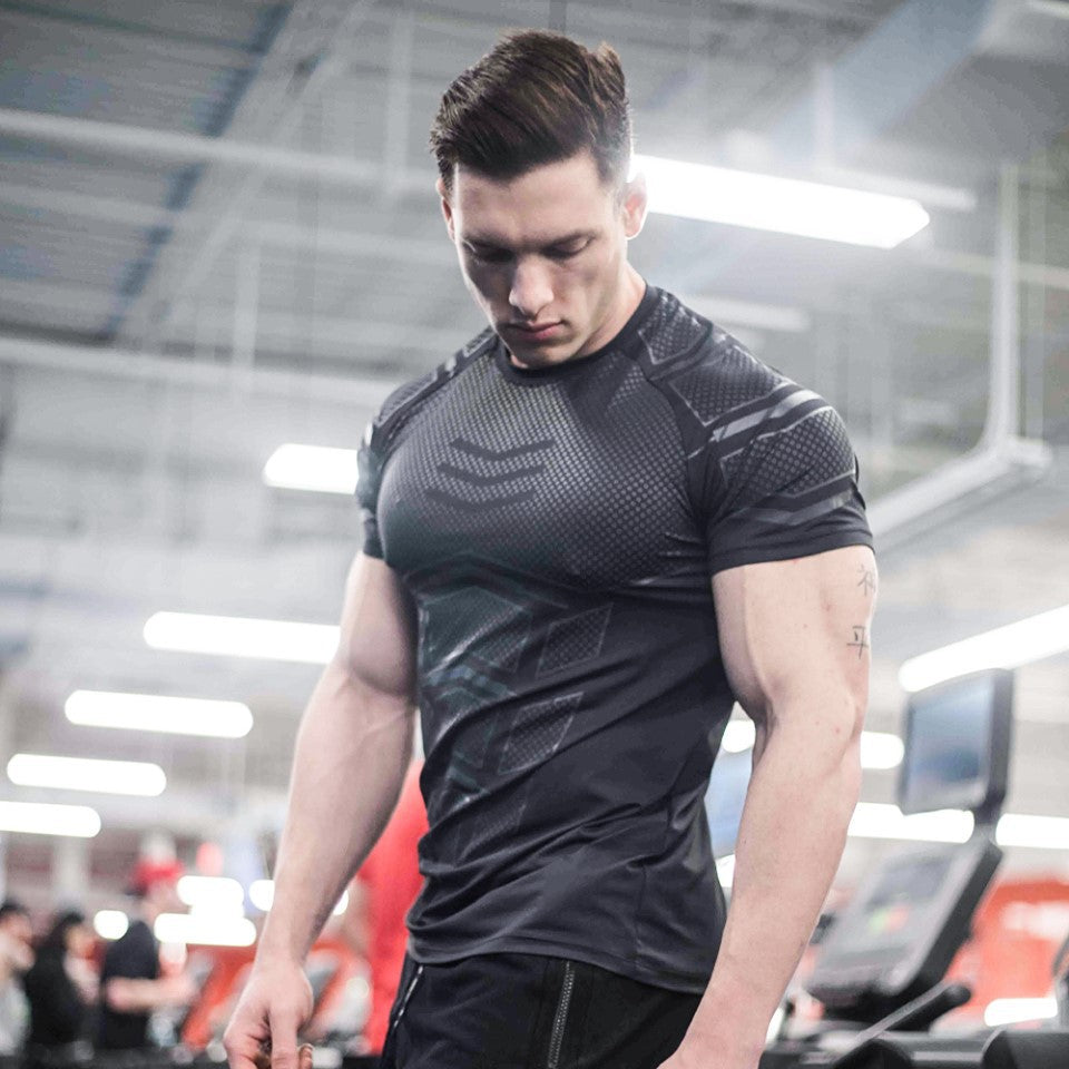 Men's High-Performance Sports T-Shirt and Muscle Tights