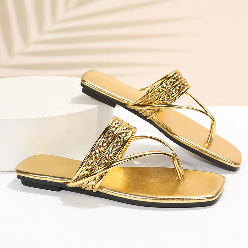 Flat Sandals Flip Flops-Non-Slip Beach Shoes សម្រាប់រចនាប័ទ្មឡូយ