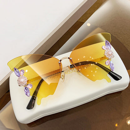 Butterfly-Shaped Diamond-Encrusted Sunglasses for a Glamorous Look